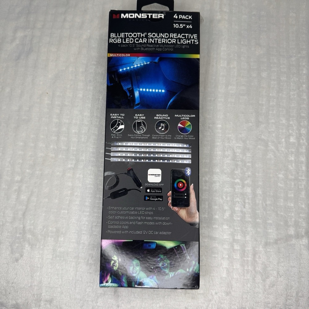 Monster LED Bluetooth Sound-Reactive Multi-Color Car Interior Lights - Picture 2 of 4